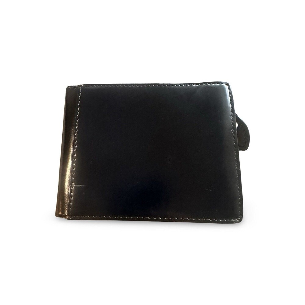 GLEVIO Men's Bifold Leather Wallet - Black Patent Leather Finish - Japan Craft